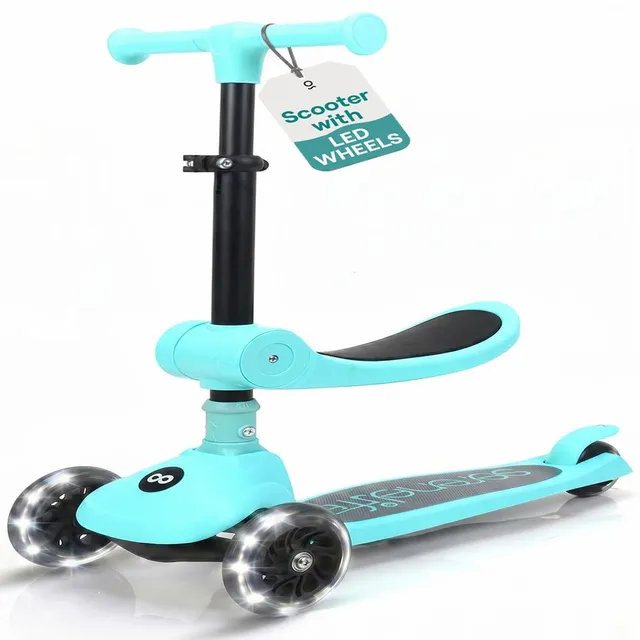 Serenelife Scooters Kinderroller 3-Rad türkis mit Sitz