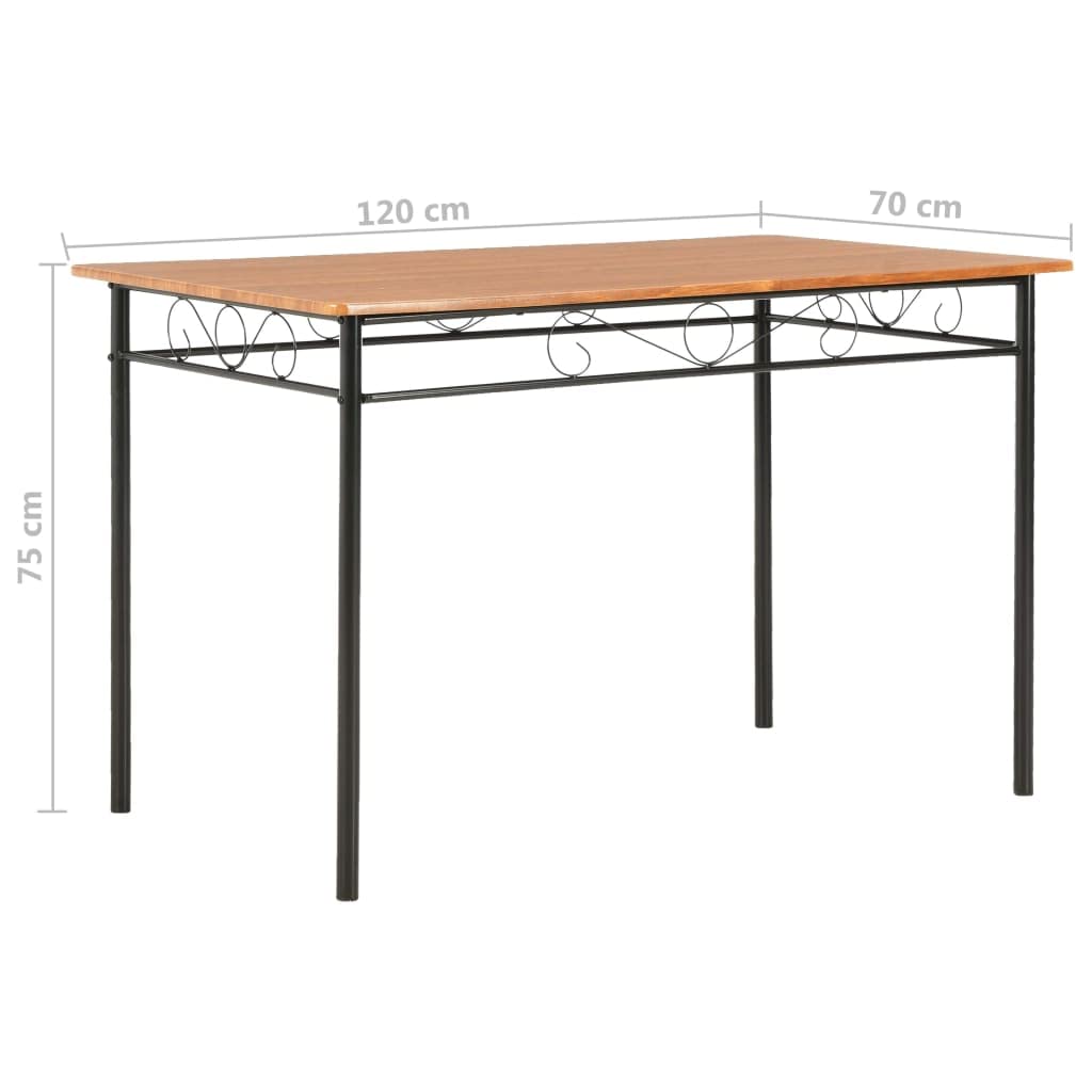 vidaXL Essgruppe 7-tlg. MDF Stahl Tisch 6 Stühle Braun