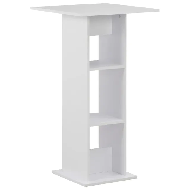 vidaXL Bartisch Weiß 60x60x110 cm Holz Stehtisch mit Fächern