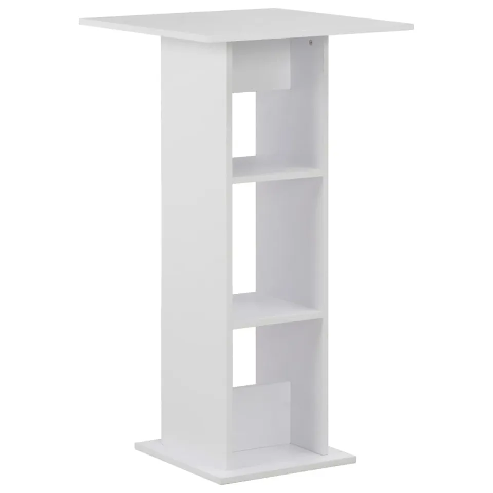 vidaXL Bartisch Weiß 60x60x110 cm Holz Stehtisch mit Fächern