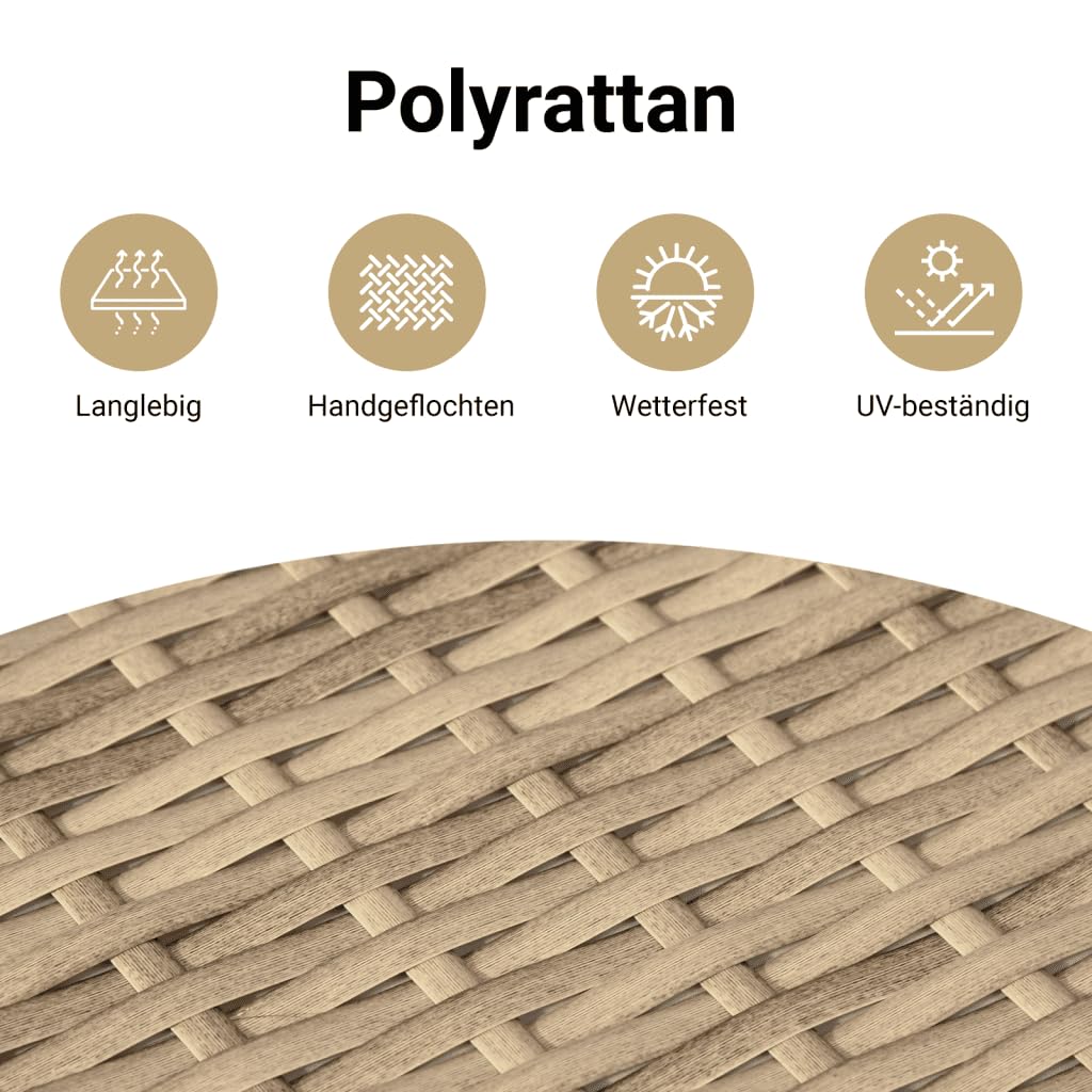 vidaXL Garten-Sofagarnitur 5-tlg Beige Poly Rattan mit Tisch
