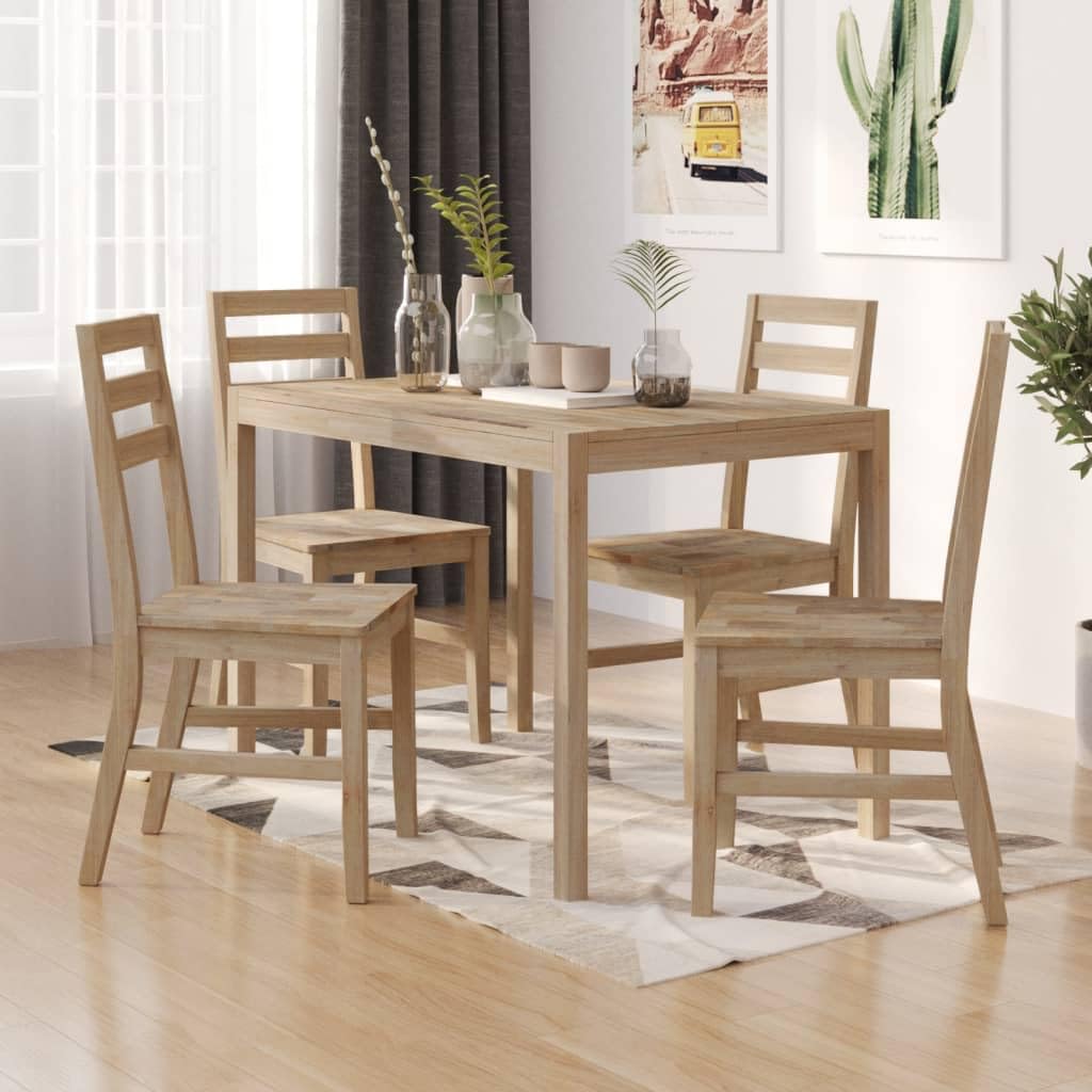 vidaXL Heim & Garten Essgruppe Akazie massiv 5-tlg 4 Stühle