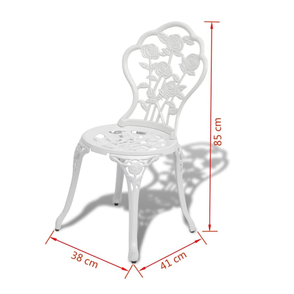 vidaXL Heim & Garten Bistro-Set Aluminiumguss Weiß 3-tlg.