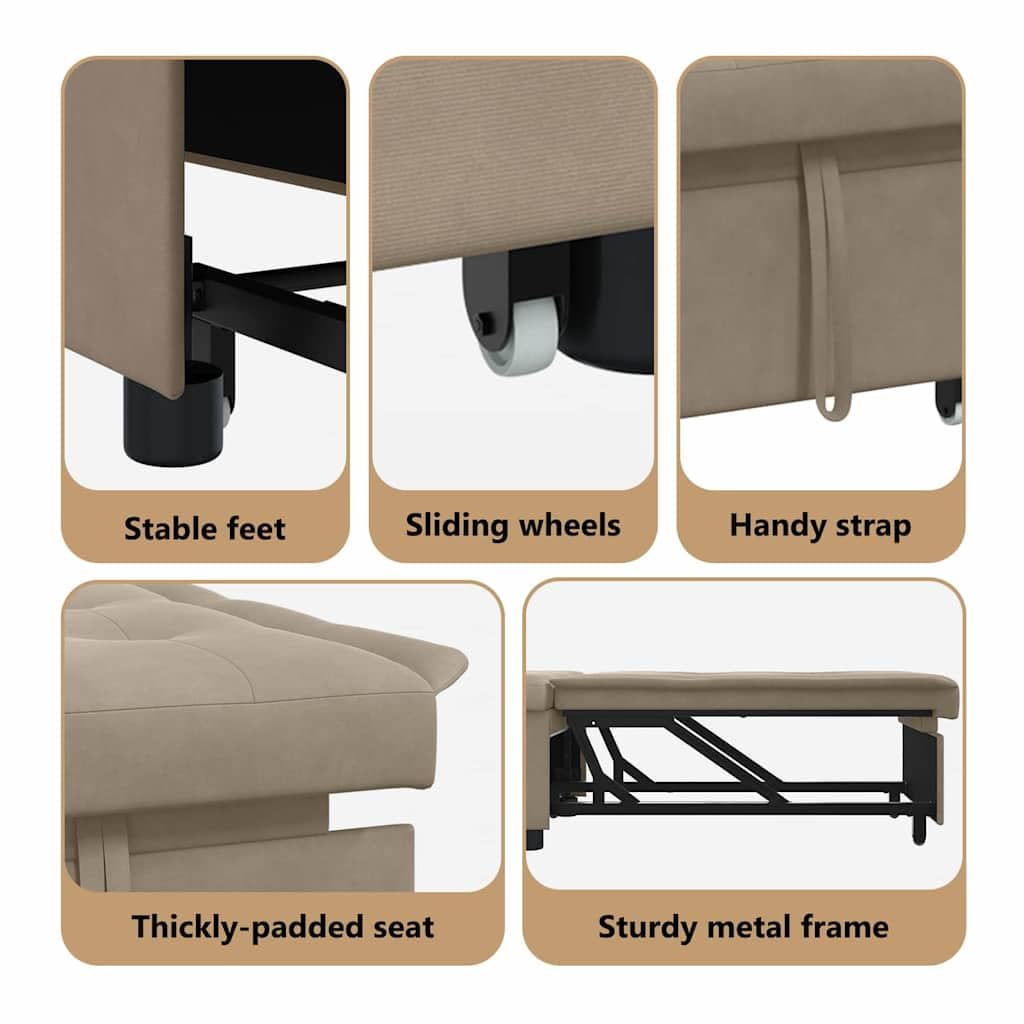 vidaXL Möbel Schlafsofa 194x67x82 Taupe Mikrofaser ausziehbar