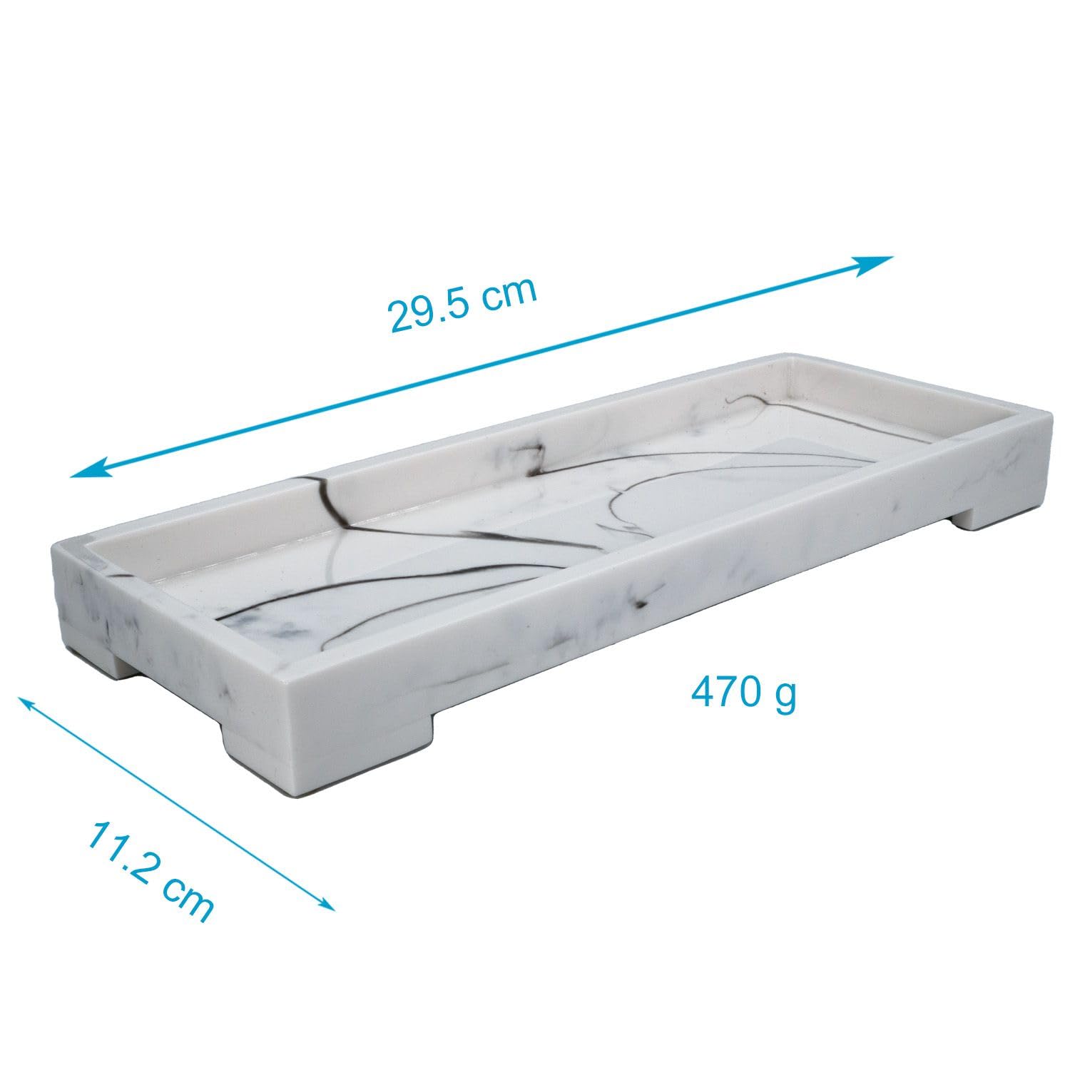 Intirilife Tablett Marmor Weiß 29,5 cm Servierbrett Kunstharz