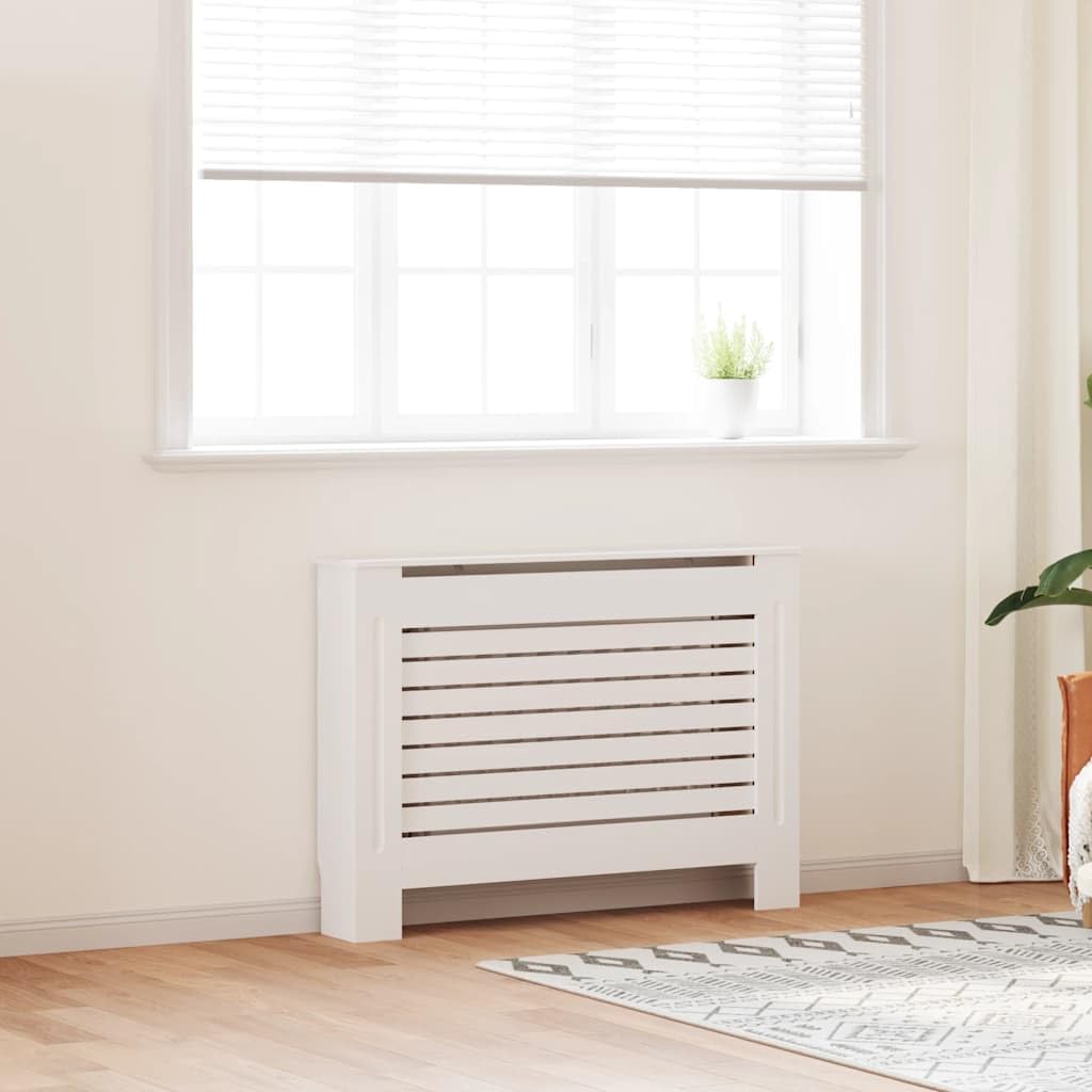 vidaXL Heimwerkerbedarf Heizkörperabdeckung 112 cm Weiß MDF
