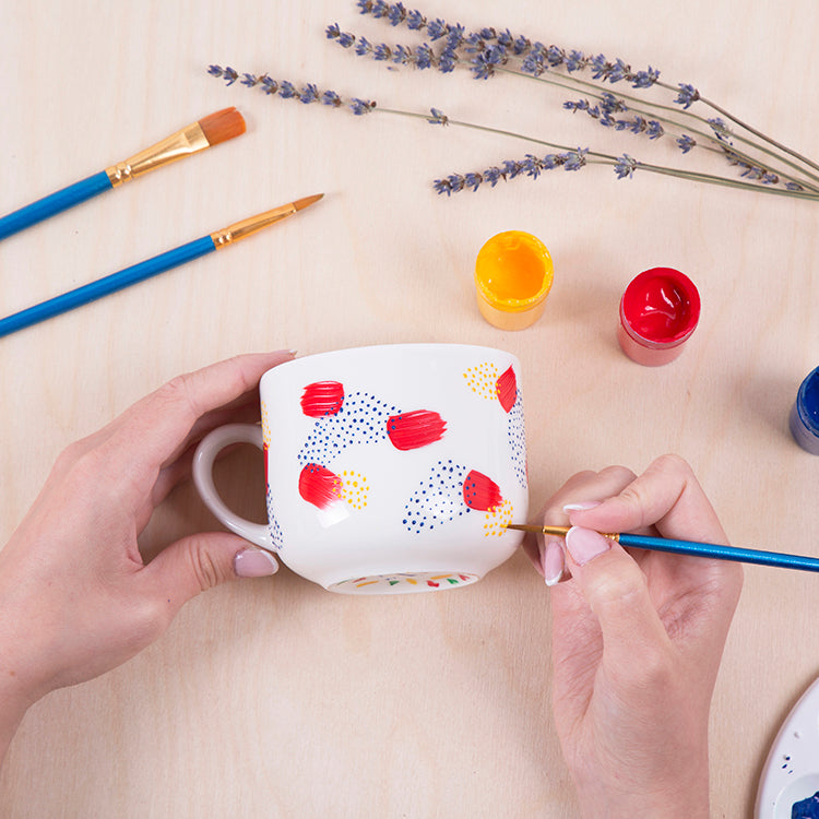 Kikkerland Crafters Tasse Bemalen Set Keramik mit Farbe Pinsel