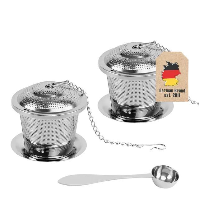 Intirilife Teeset Edelstahl 5-teilig Teesieb mit Kette silber