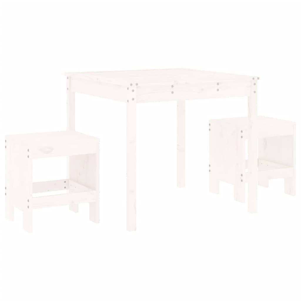vidaXL 3-TLG. Bistro-Set Weiß Bistrotisch Weiße Kiefer Massivholz