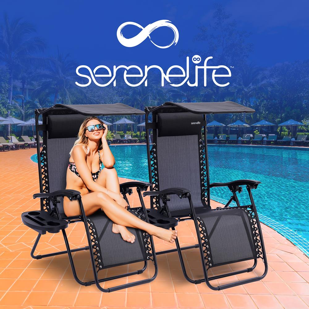 Serenelife Furniture Zero Gravity Stuhl Set Schwarz 2tlg