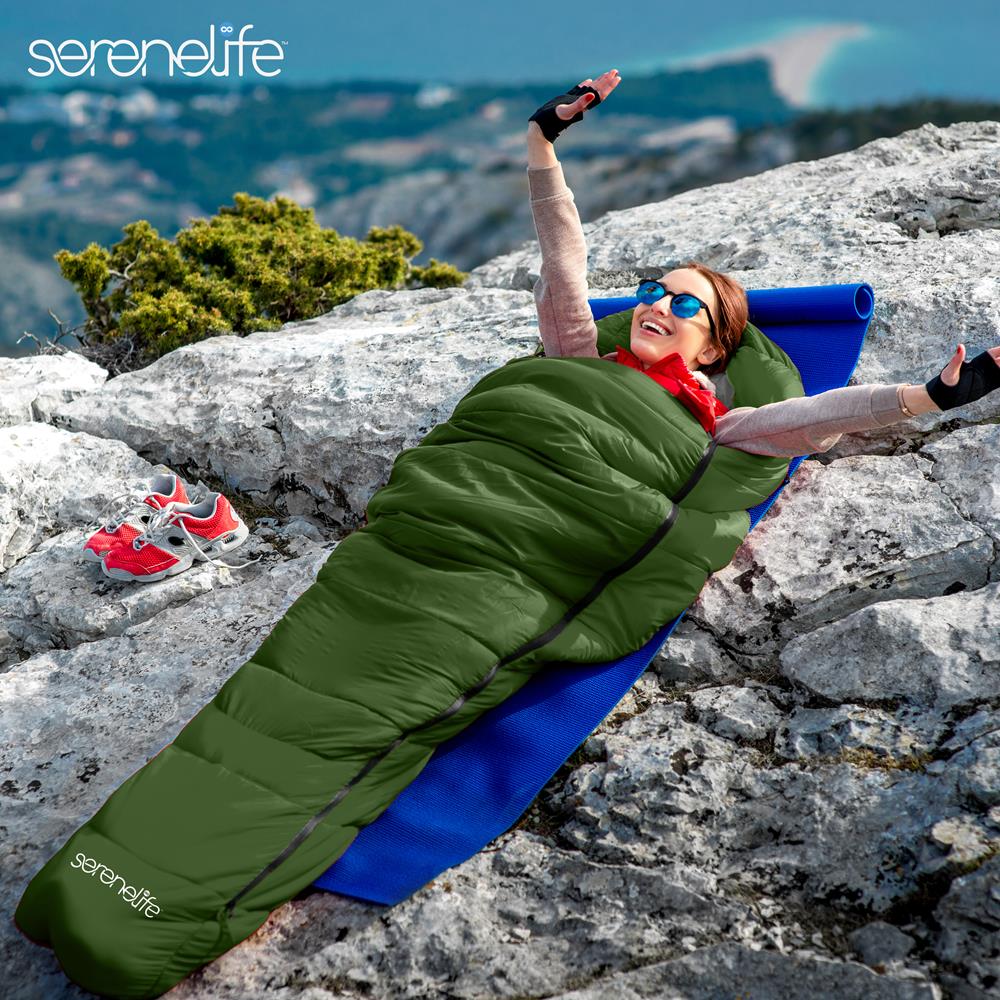 Serenelife Camping Mumien-Schlafsack 4-Jahreszeiten Grün