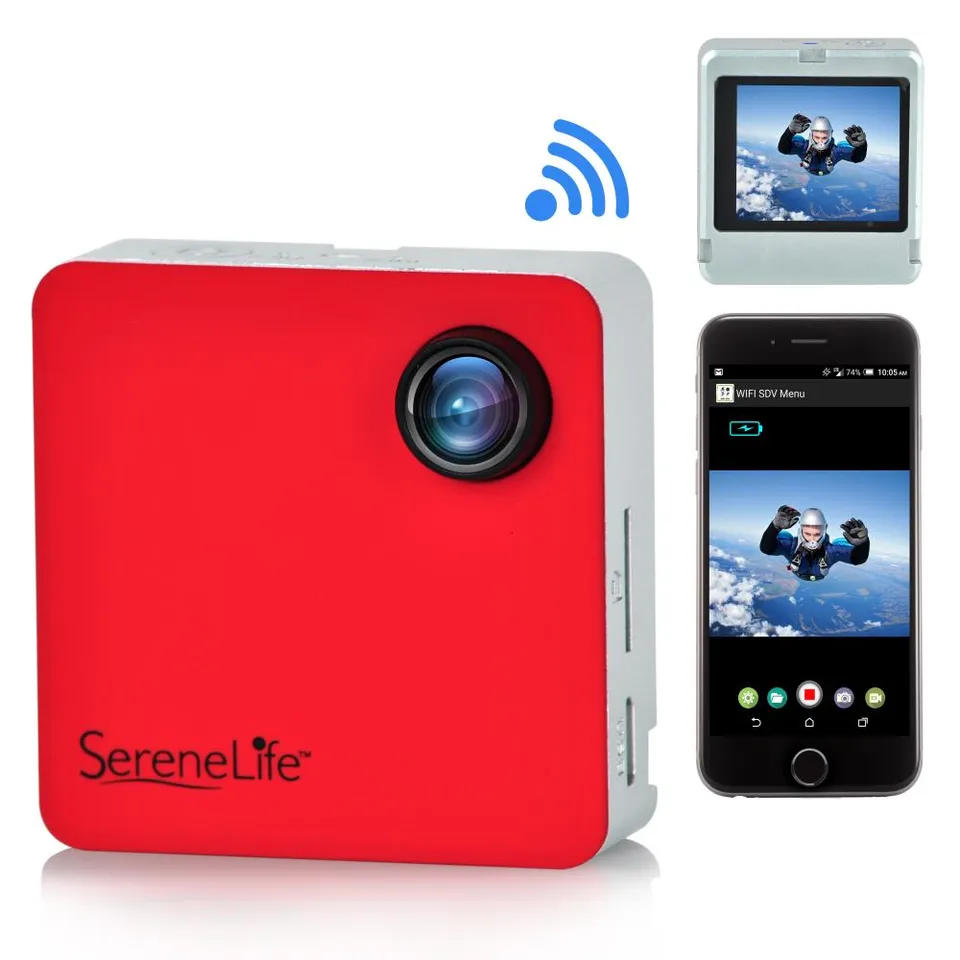 Serenelife tragbare Kamera 1080p Rot WiFi Minikamera mit Clip