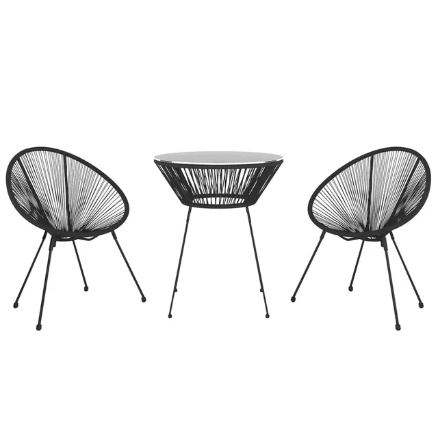 vidaXL Garten-Essgruppe Schwarz 2-tlg Rattan-Optik Set