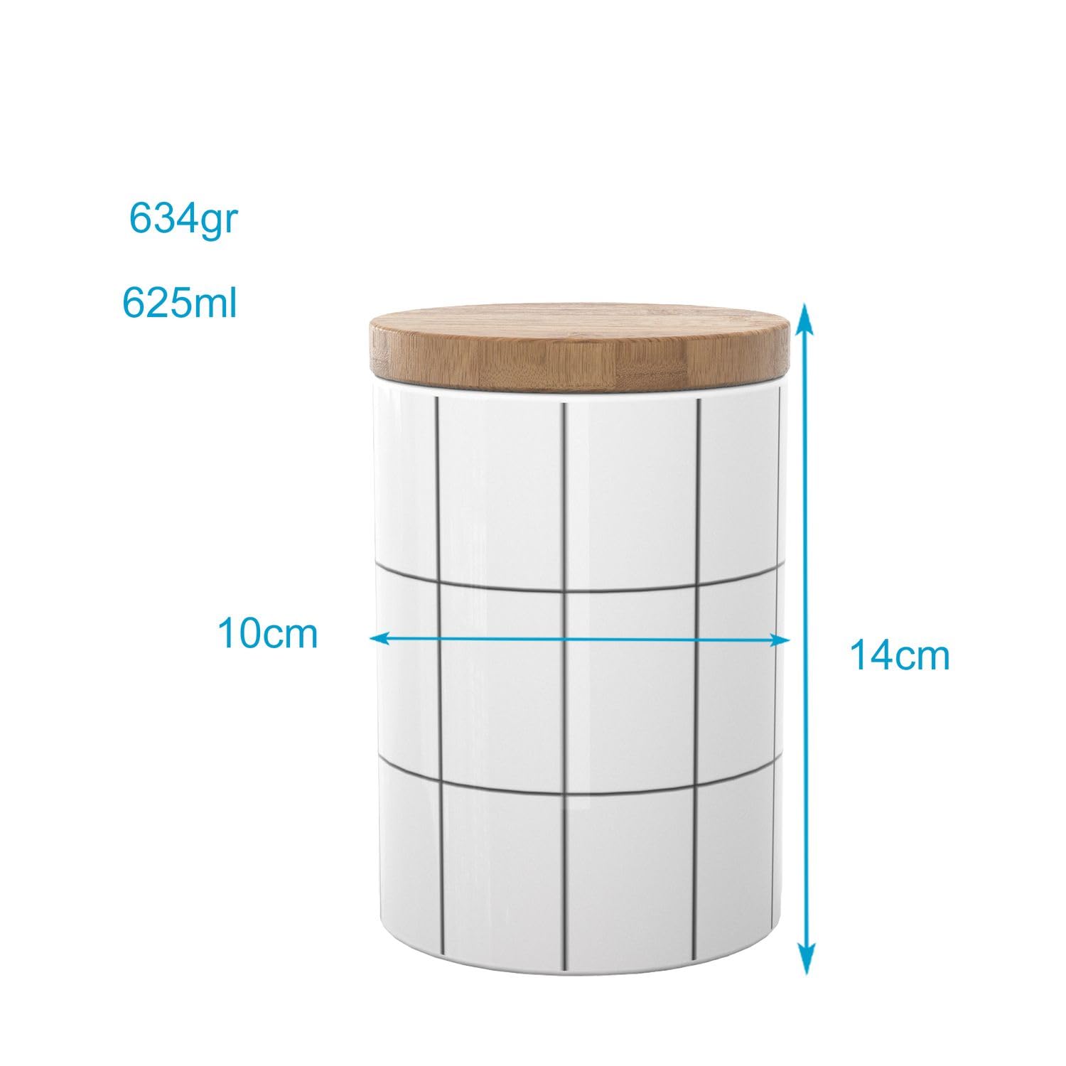 Intirilife Vorratsdose Keramik M 700 ml Holzdeckel Weiß