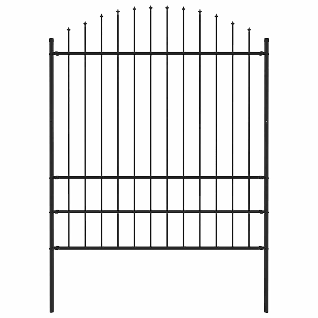 vidaXL Gartenzaun Stahl Schwarz 1,7 m Speerspitzen
