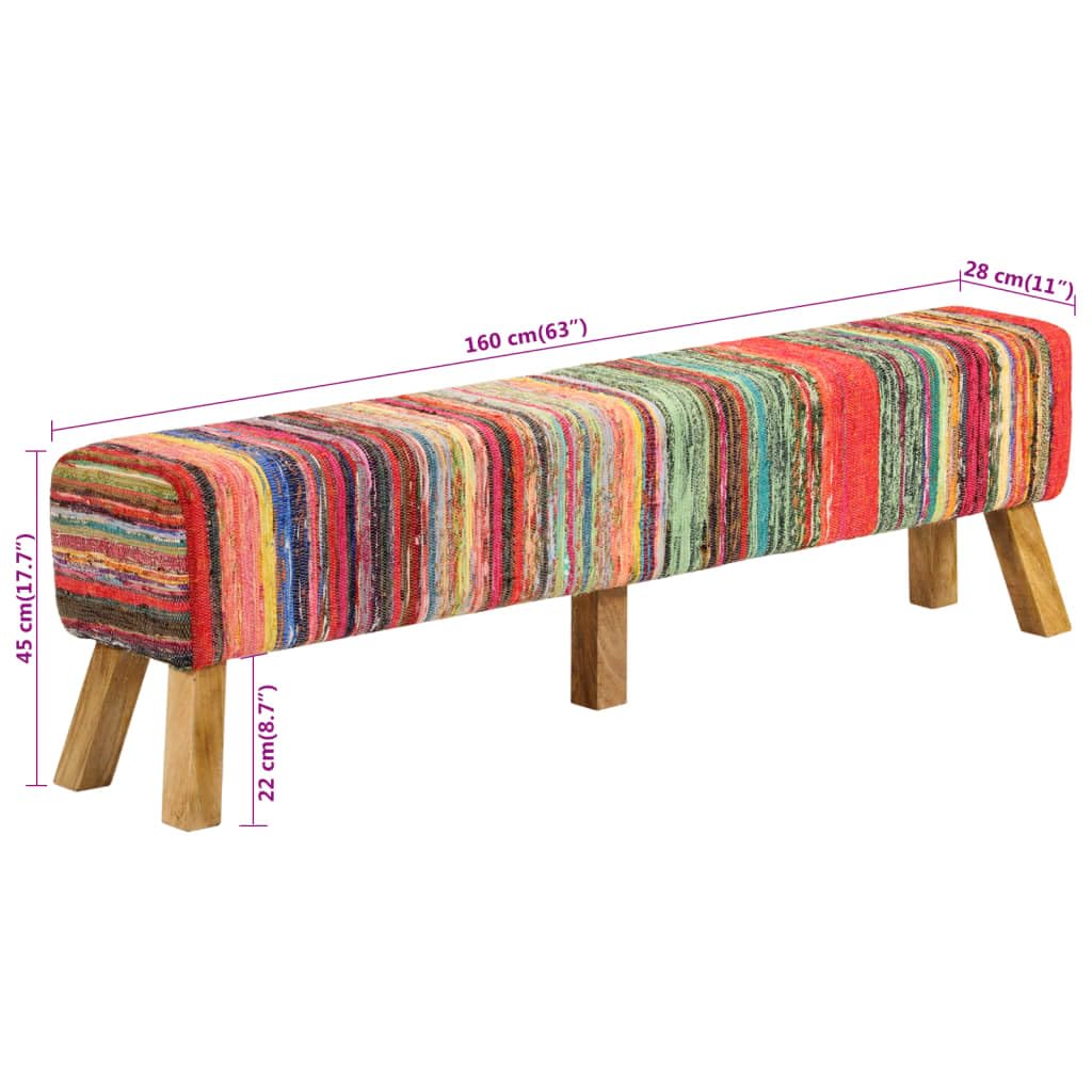vidaXL Möbel Sitzbank 160 cm Mehrfarbig Chindi Mango
