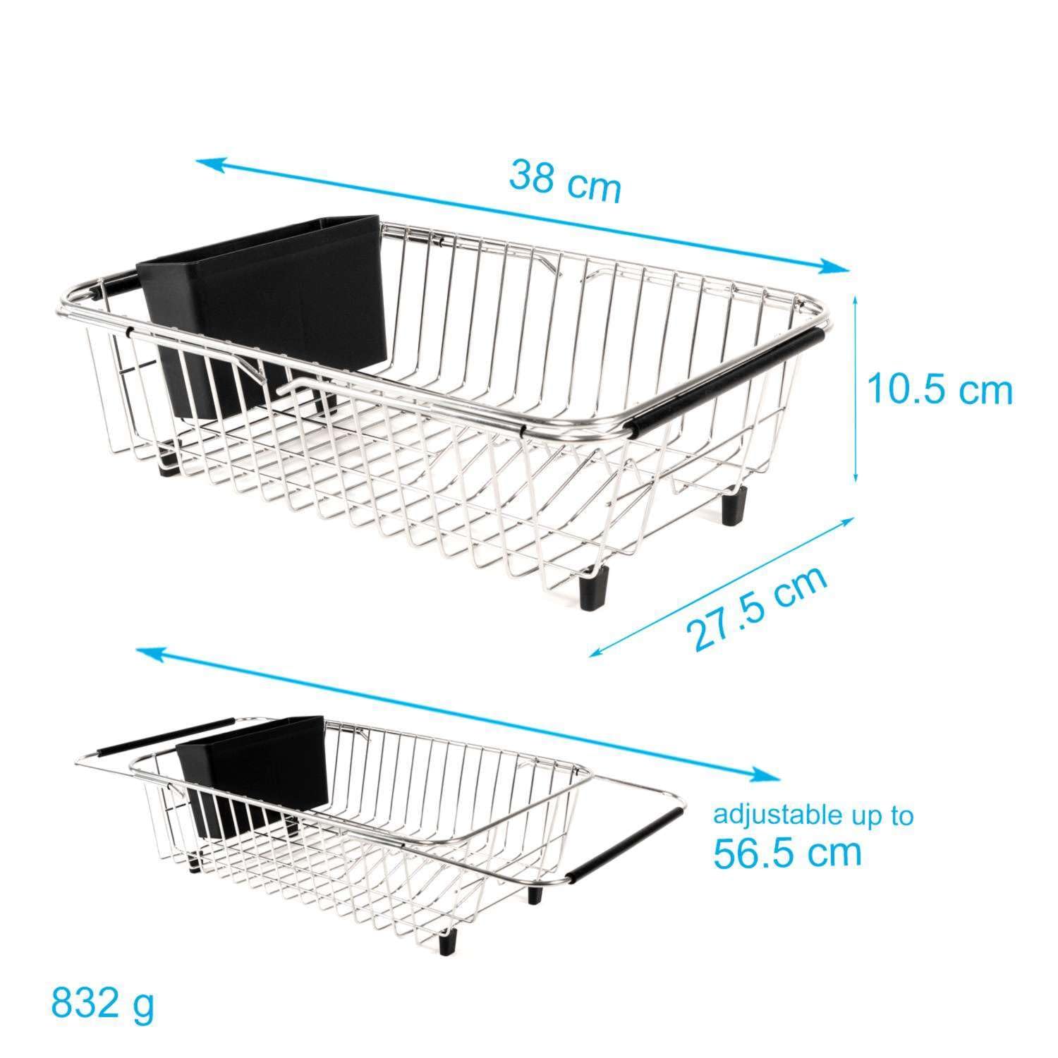 Intirilife Geschirrabtropfer Edelstahl Silber ausziehbar 38-56,5 cm