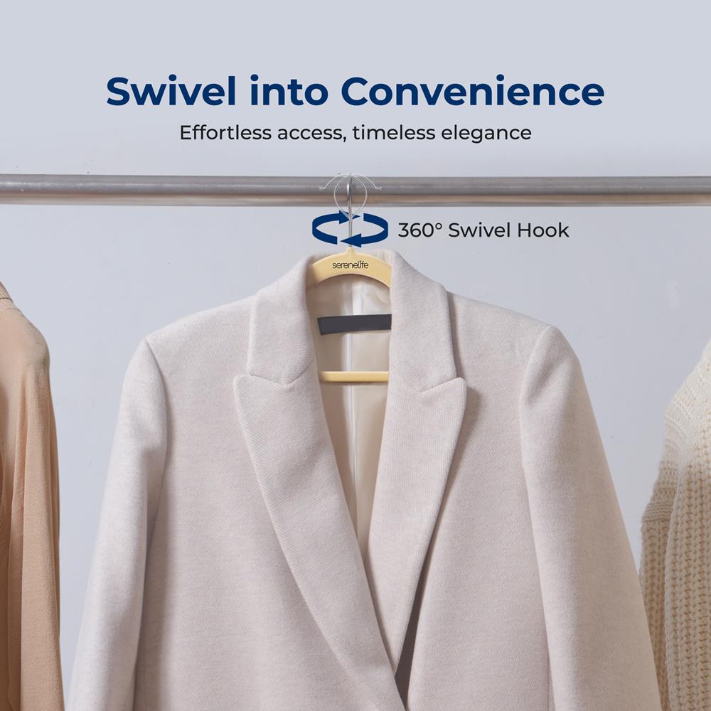 Serenelife Storage Samtbügel 50er Elfenbein rutschfest