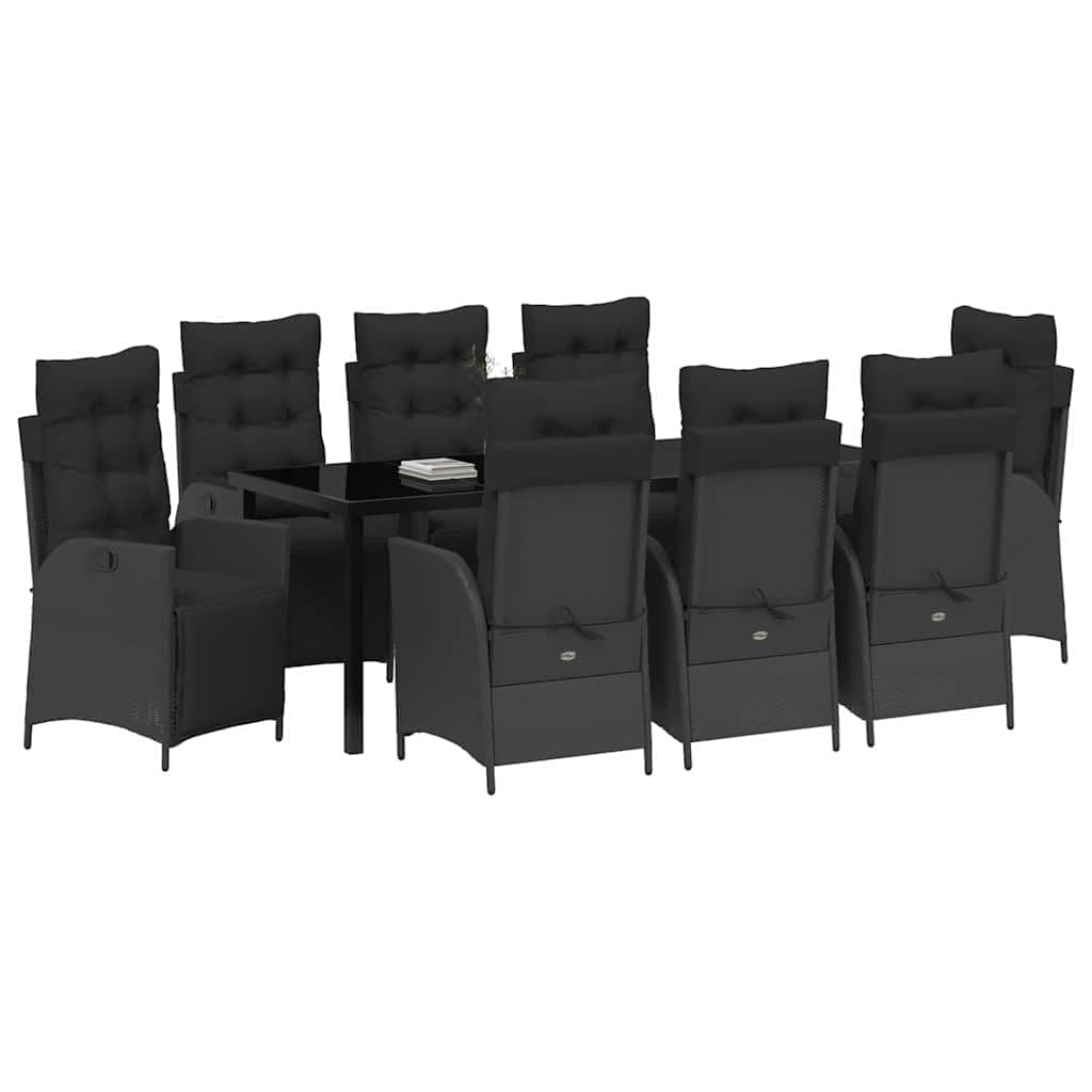 vidaXL Garten Essgruppe 9-tlg Poly-Rattan Schwarz 8-Sitzer