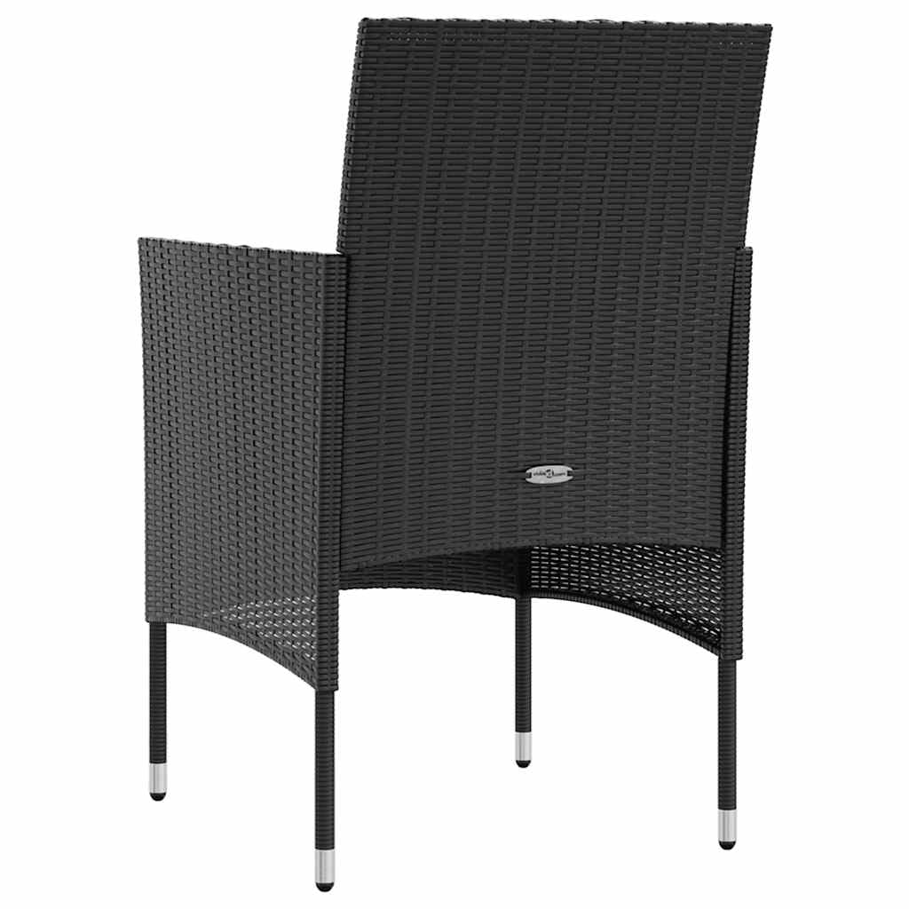 vidaXL Garten-Lounge-Set 8-tlg. Rattan schwarz mit Auflagen