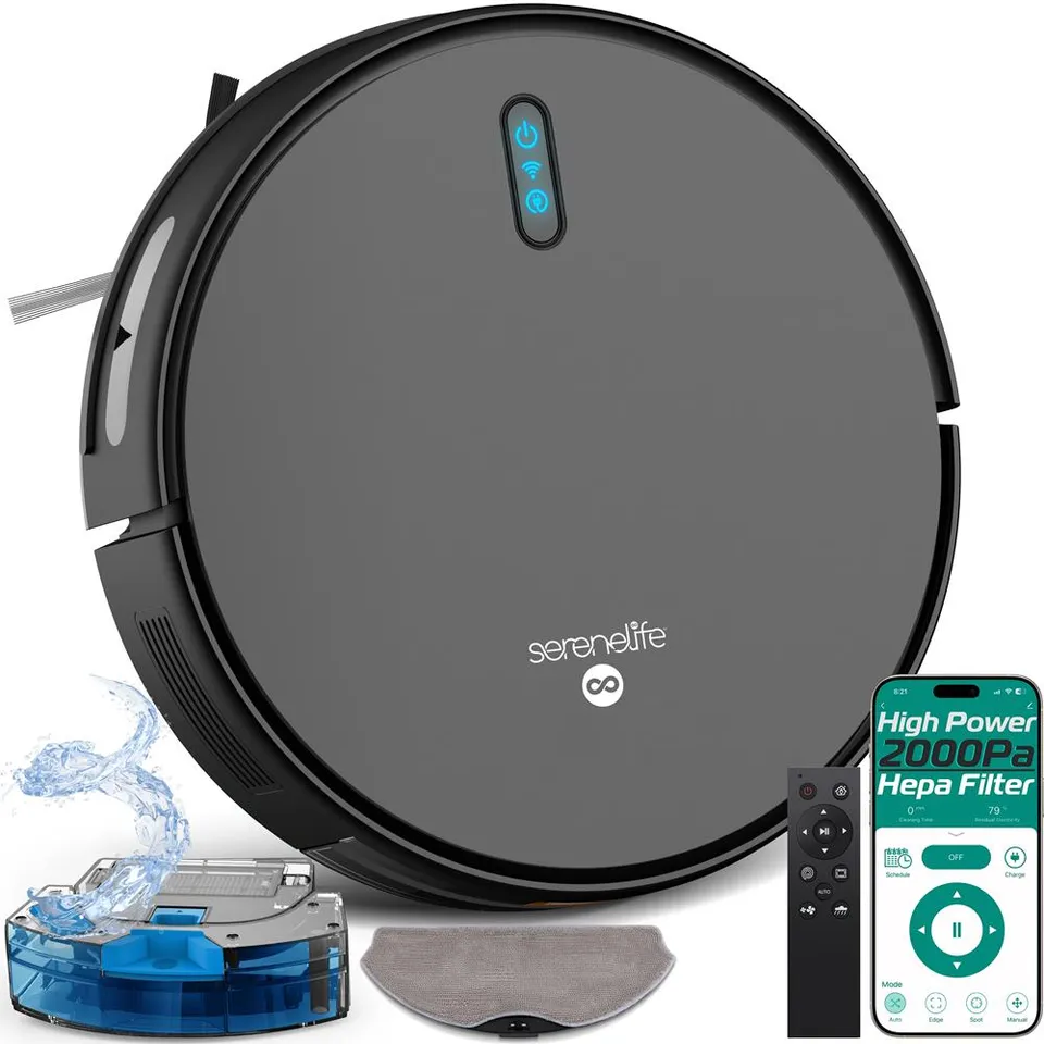 Serenelife Vacuum Saugroboter mit Wischfunktion Weiß 2000Pa