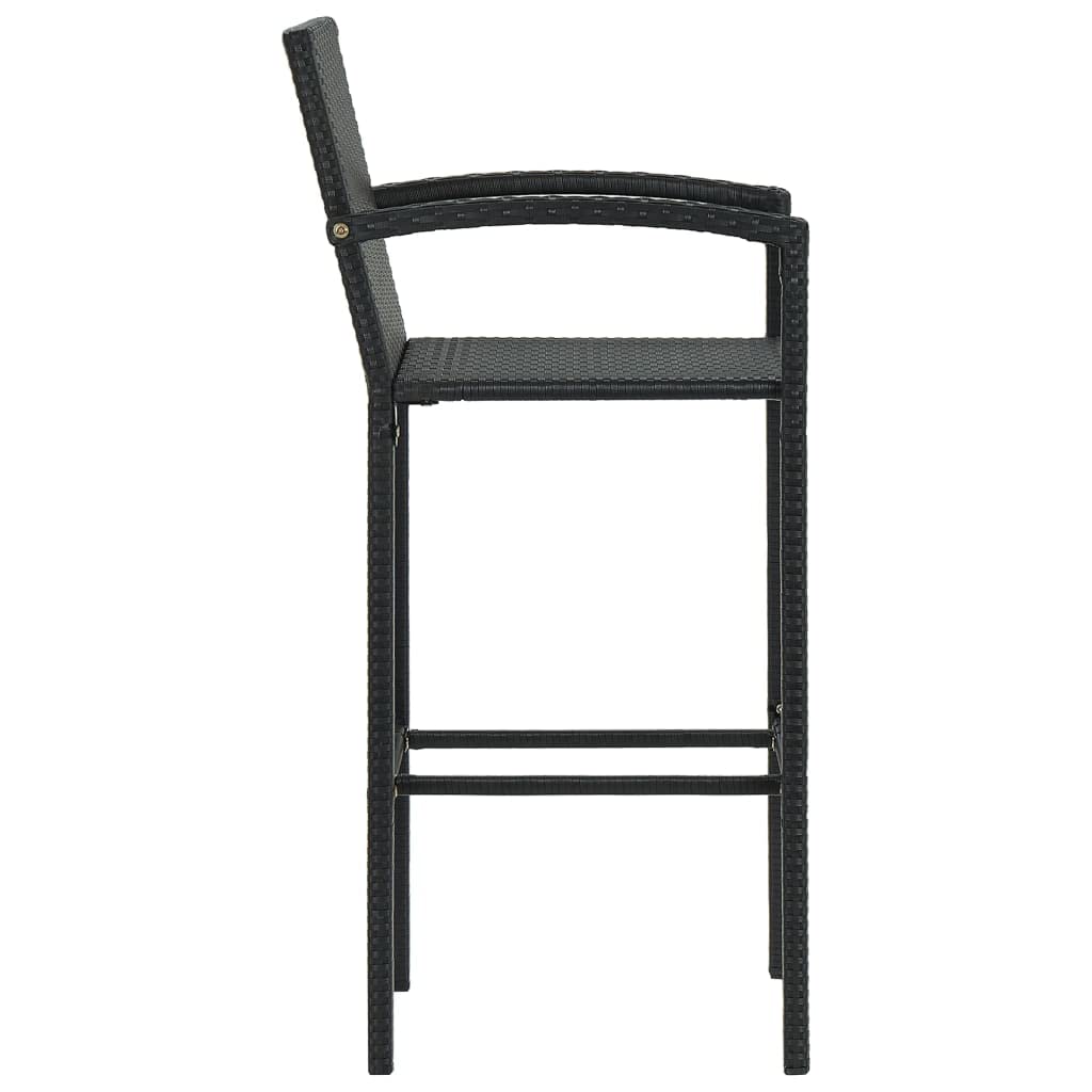 vidaXL Garten-Bar-Set 5-tlg. Rattan Schwarz Armlehne