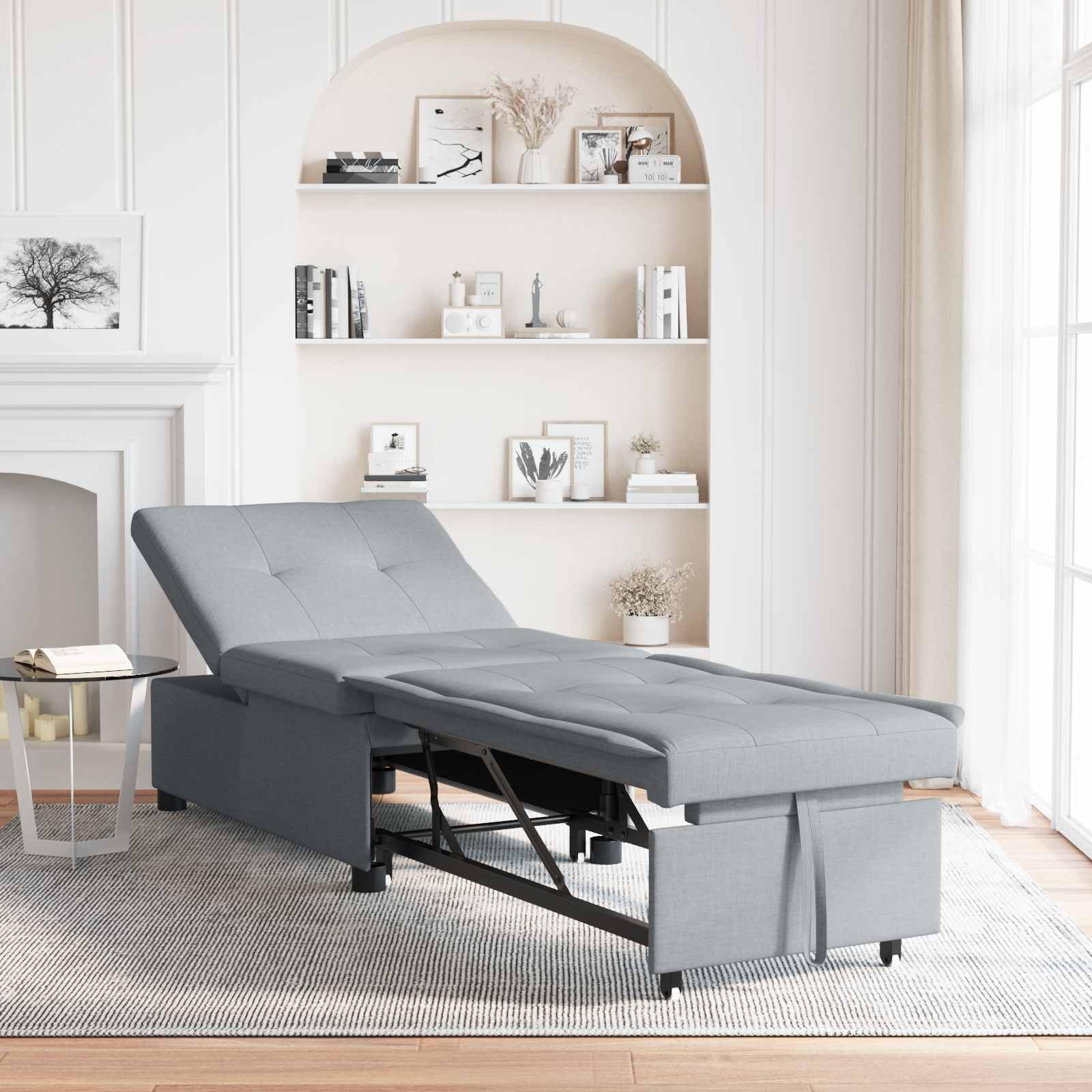 vidaXL Schlafsofa 194x50x82 cm Stoff hellgrau ausziehbar