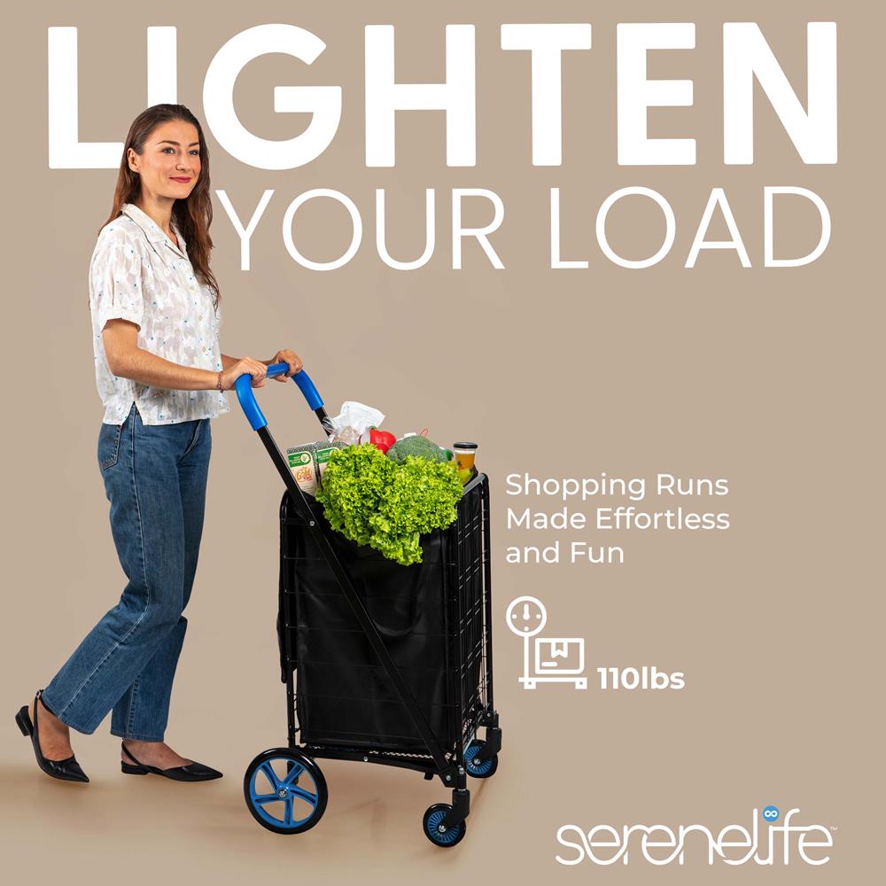 Serenelife Storage Einkaufswagen faltbar 50 kg mit Tasche