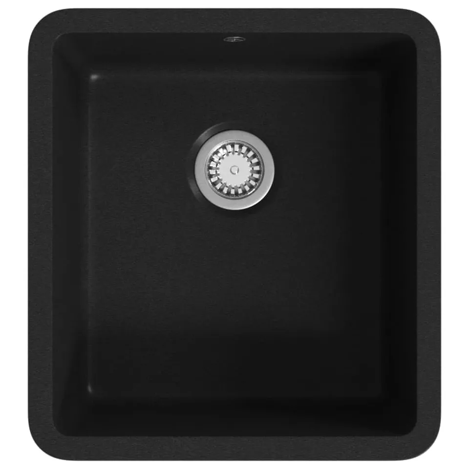 vidaXL Granitspüle Einzelbecken Schwarz Spüle 42 cm hitzebeständig
