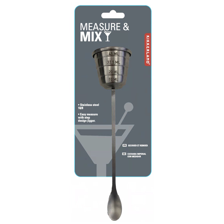 Kikkerland Home Measure & Mix Barlöffel mit Jigger