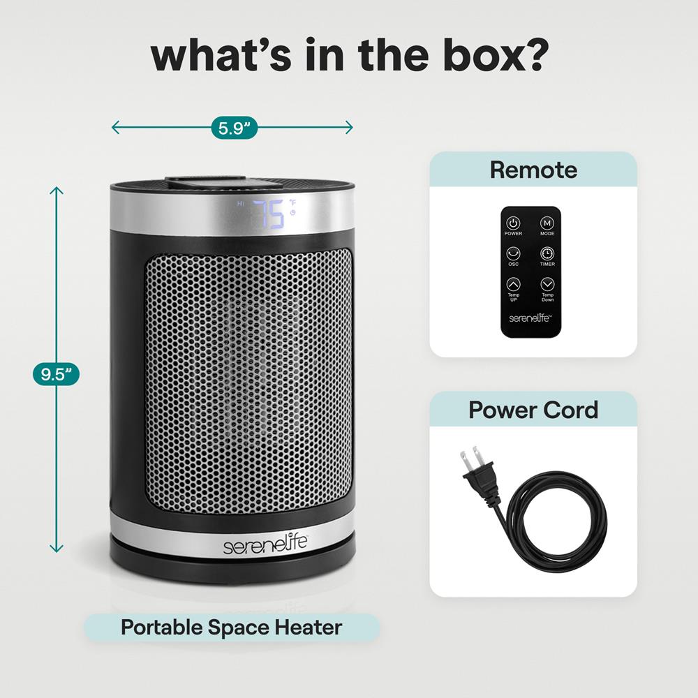 Serenelife Heater Heizlüfter schwarz 1500W PTC WiFi
