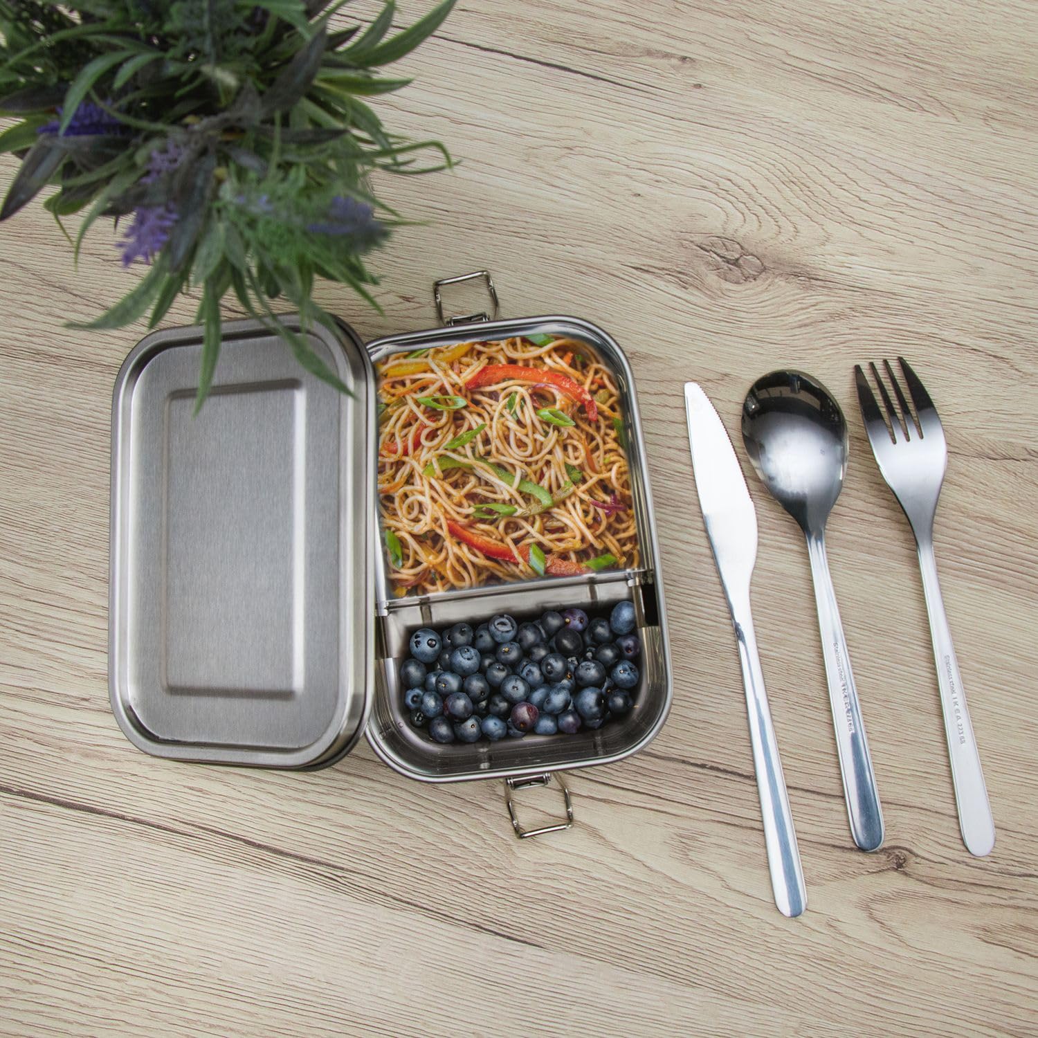 Intirilife Lunchbox Edelstahl 550 ml Silber auslaufsicher