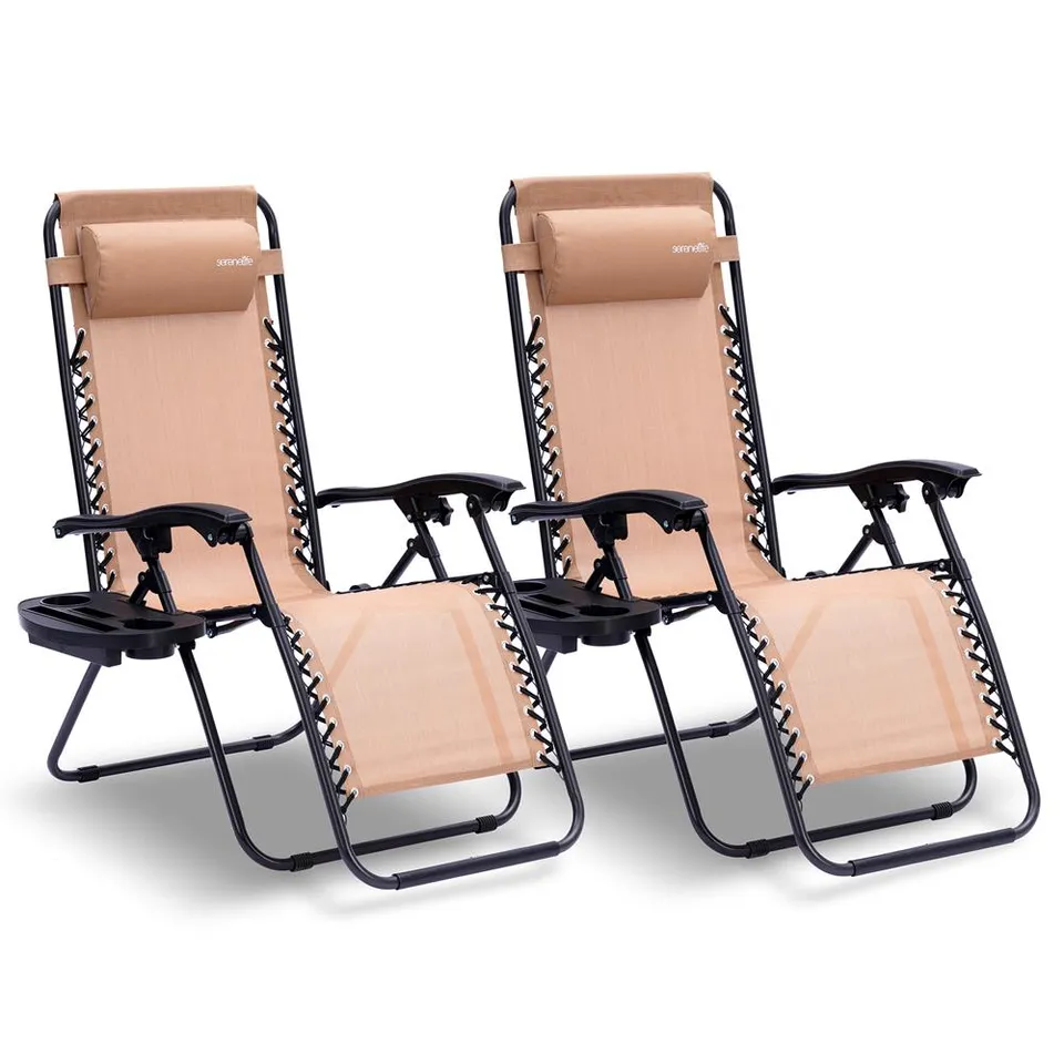 Serenelife Zero Gravity Stuhl 2er Set Creme Stahl