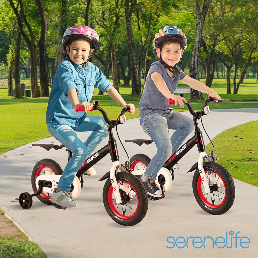 Serenelife Bicycle Kinderfahrrad 12 Zoll Schwarz Stützräder Dualbremse