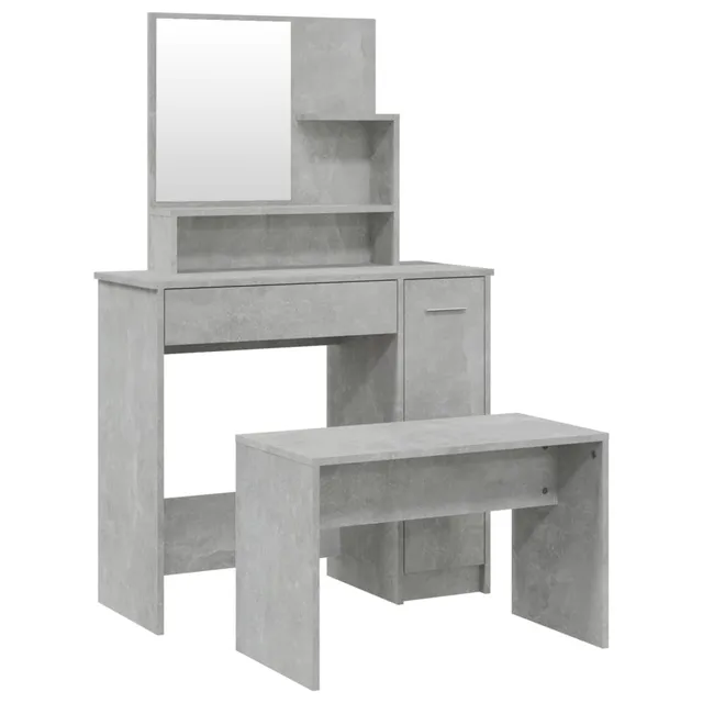 vidaXL Schminktisch-Set Betongrau 86,5 cm Schminktisch