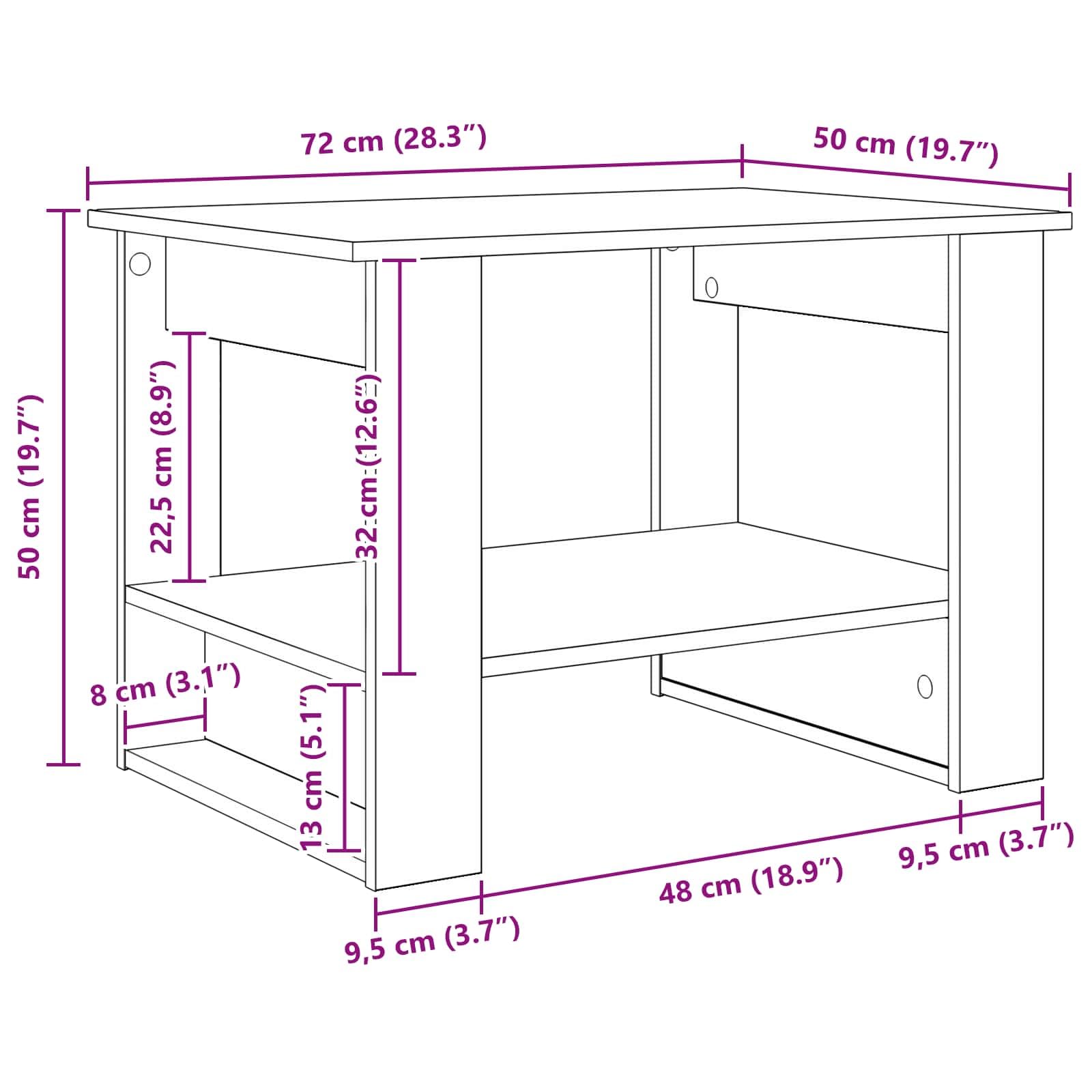 vidaXL Couchtisch Weiß 72x50x50 cm Wohnzimmertisch Holz