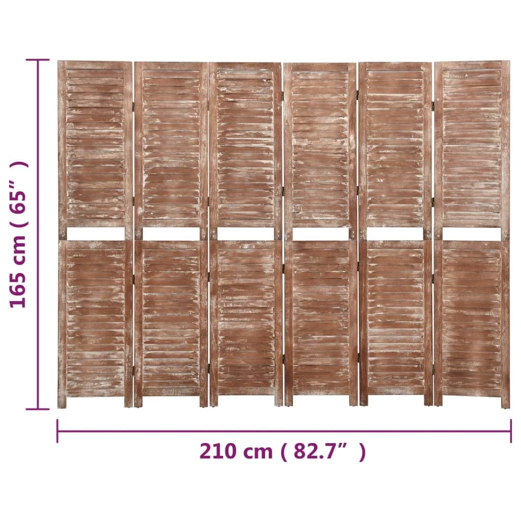 vidaXL Raumteiler 6-tlg. Paravent Braun 210x165cm Paulownia