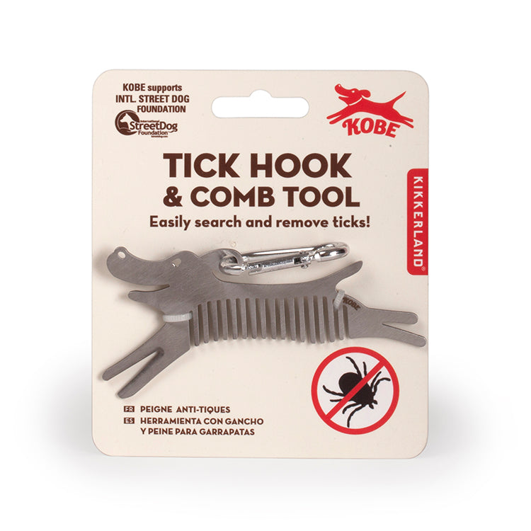 Kikkerland Tools & Wellness Kobe Zeckenkamm für Hunde Aluminium