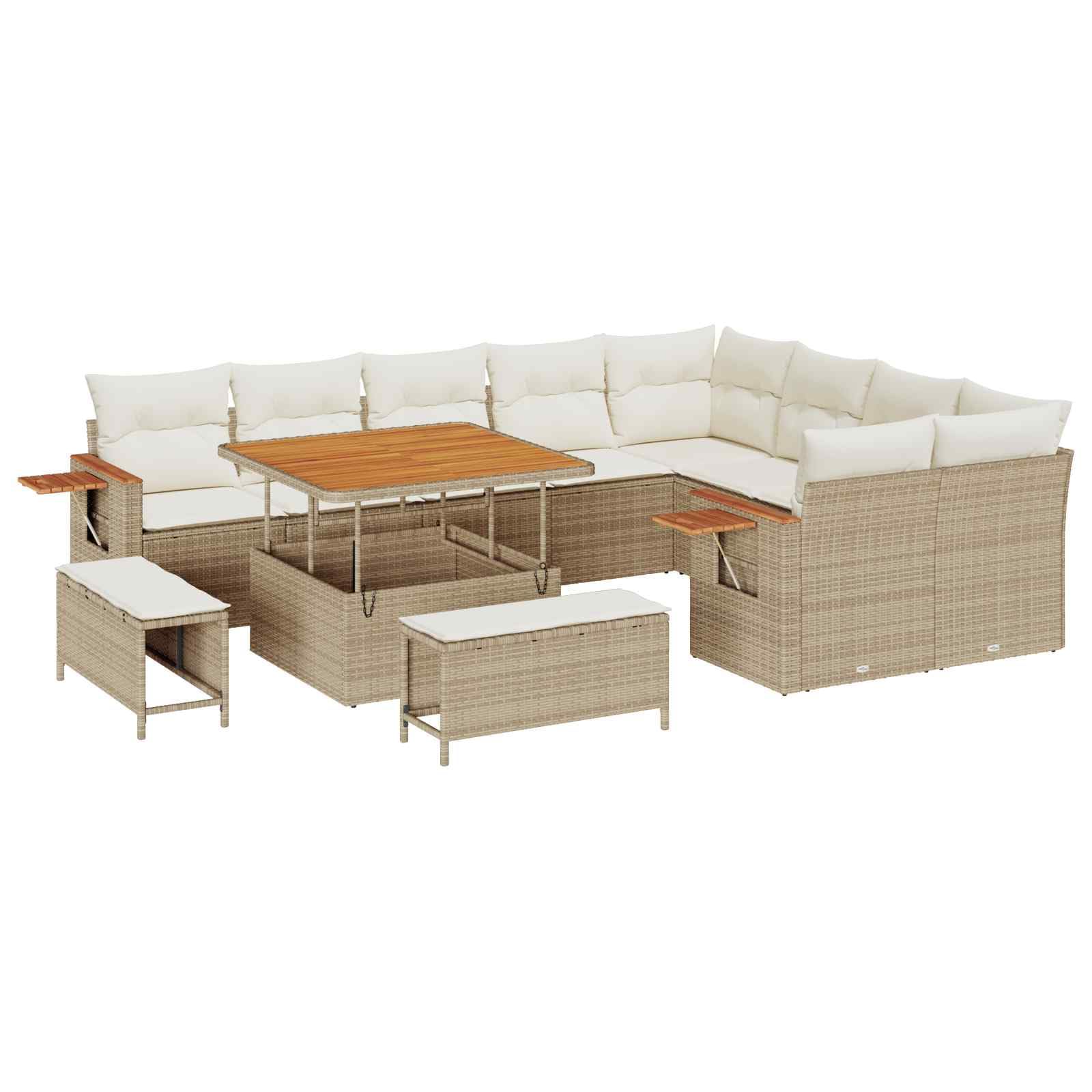 vidaXL Heim & Garten Gartensofa-Set 12-tlg Beige 100x100 Tisch