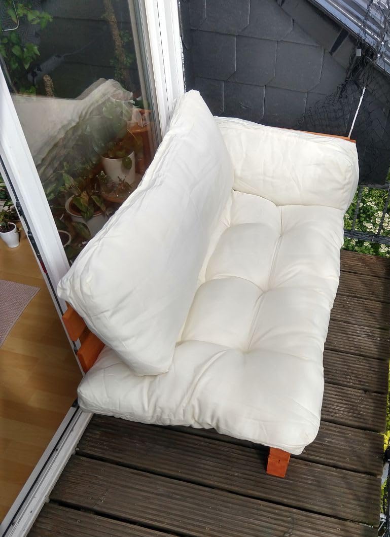 vidaXL Paletten Gartensofa 2-Sitzer Sand Kissen Natur Holz