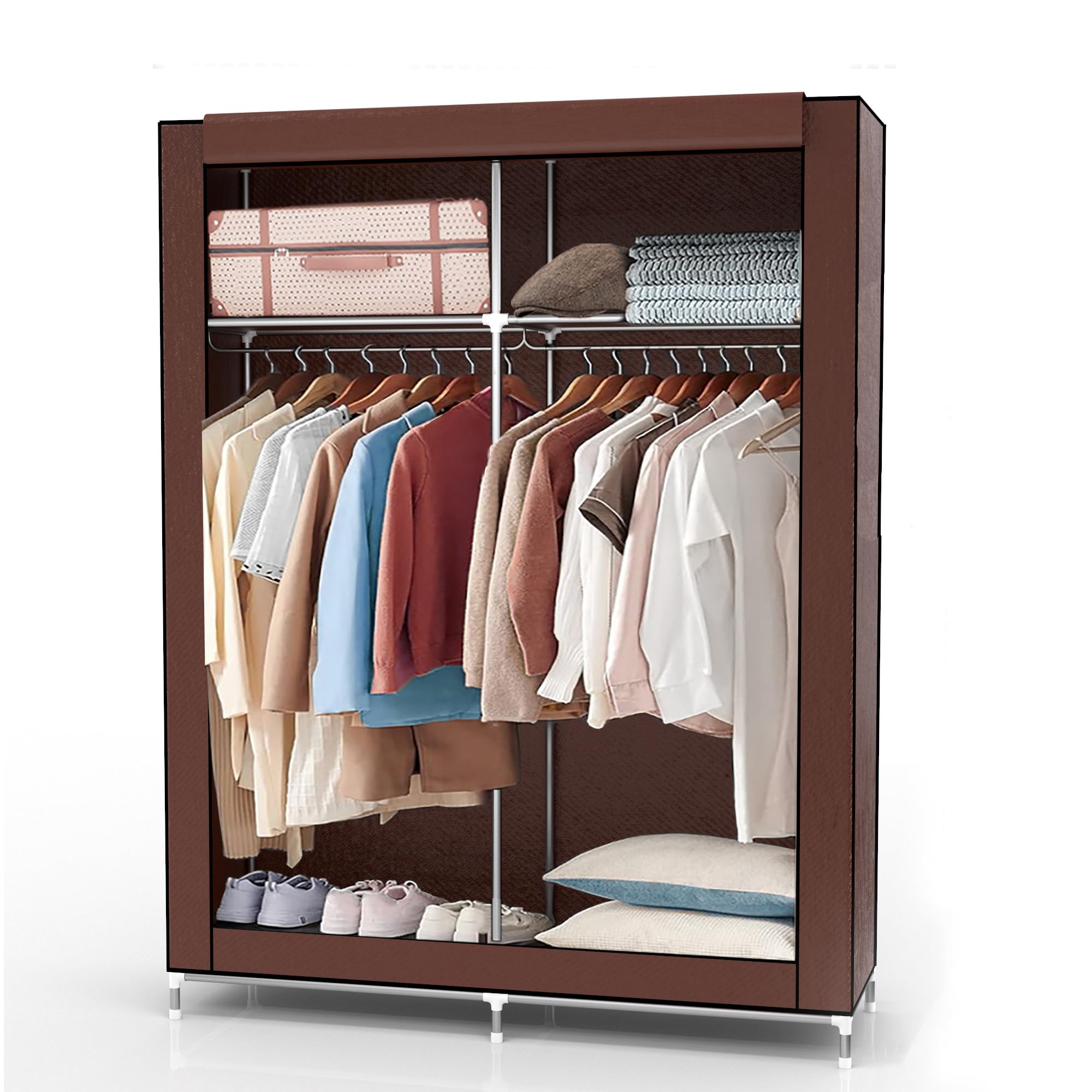 Intirilife Faltschrank 108x45x170 cm Stoffschrank Braun