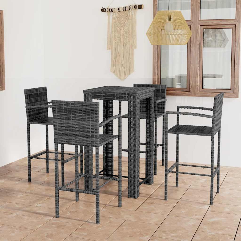 vidaXL Heim & Garten Gartenbar-Set 5-tlg grau Rattan