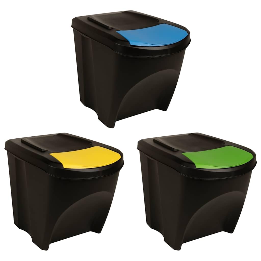 vidaXL Heim & Garten Mülleimer 3x75L Grau stapelbar
