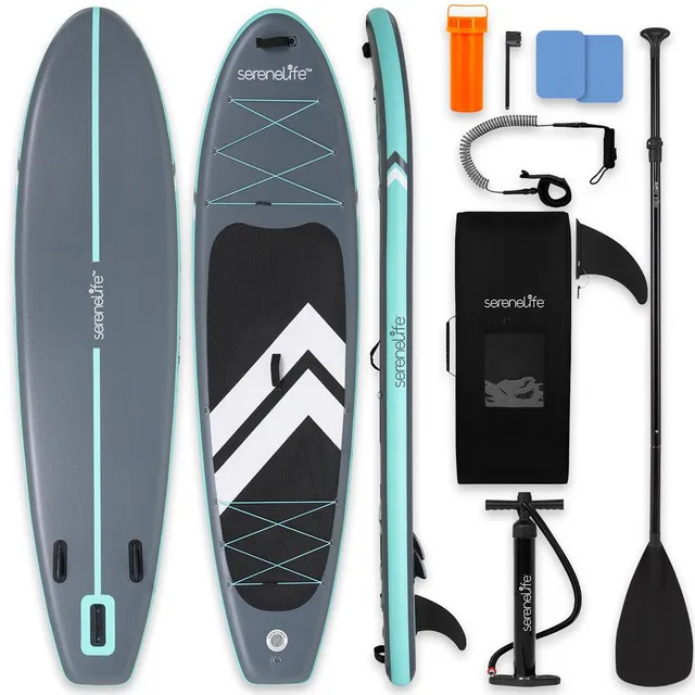 Serenelife SUP Knee Boards Stand Up Paddle Board Blau Set