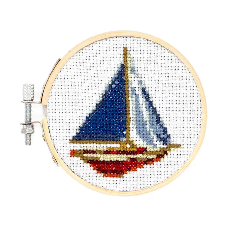 Kikkerland Crafters Sailboat Mini Cross Stitch Stickset