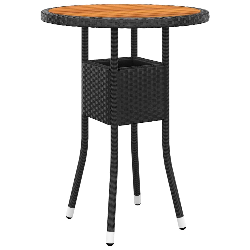 vidaXL Garten-Essgruppe 3-tlg Poly Rattan Schwarz Akazie