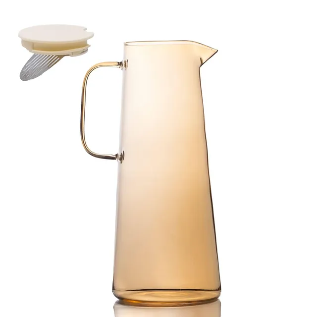 Intirilife Karaffe Glas Amber 1,7 Liter mit Sieb Deckel