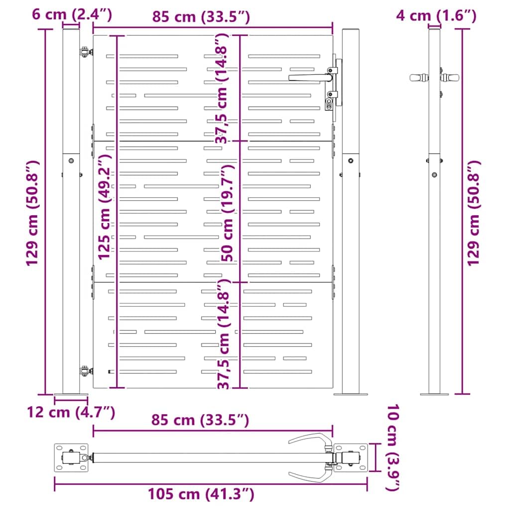 vidaXL Heim & Garten Gartentor 100x125 cm Cortenstahl Rost