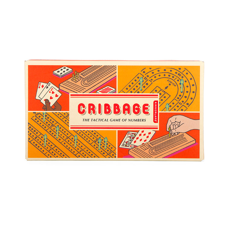 Kikkerland Home Cribbage Spielbrett Holz mit Metallstiften