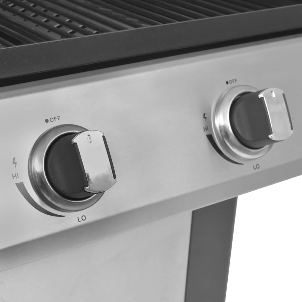 vidaXL Gasgrill 2 Brenner Seitenbrenner Grillwagen Schwarz